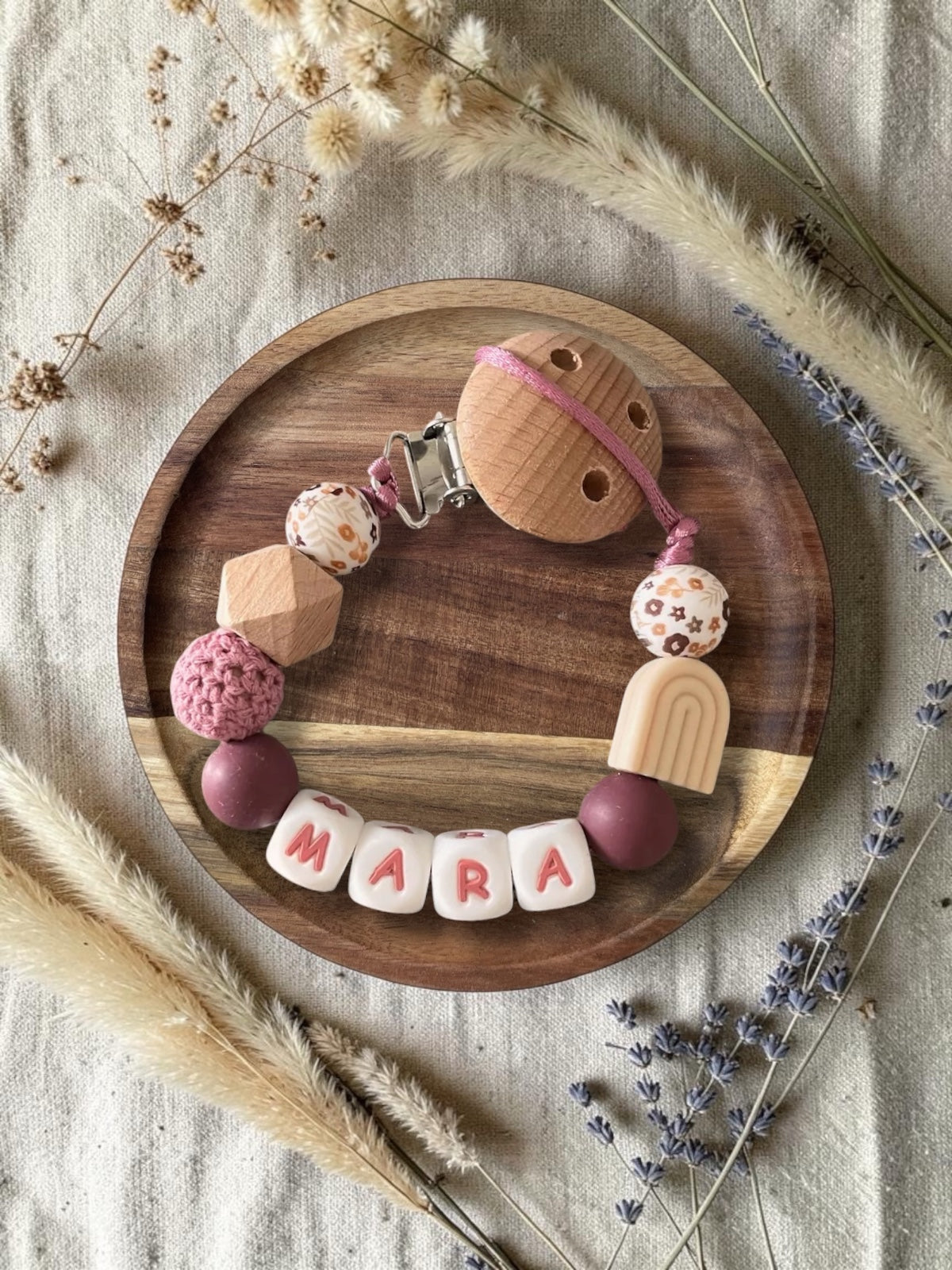 Speenkoord met naam | Regenboog Boho