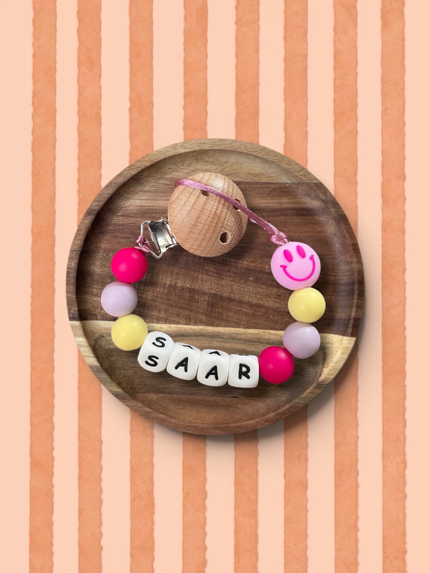 Speenkoord met naam | Smiley